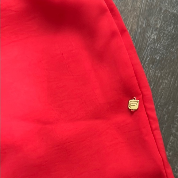 Fabletics Vibrant Red Eco Satin Cropped Pants with Black Accents - Picture 4 of 12